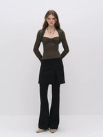 Lace Panel Square Neck Top