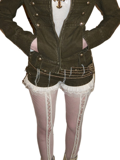 Washed Denim Cargo Shorts