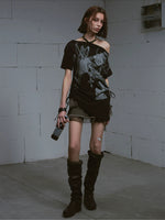 Printed Off Shoulder Tee
