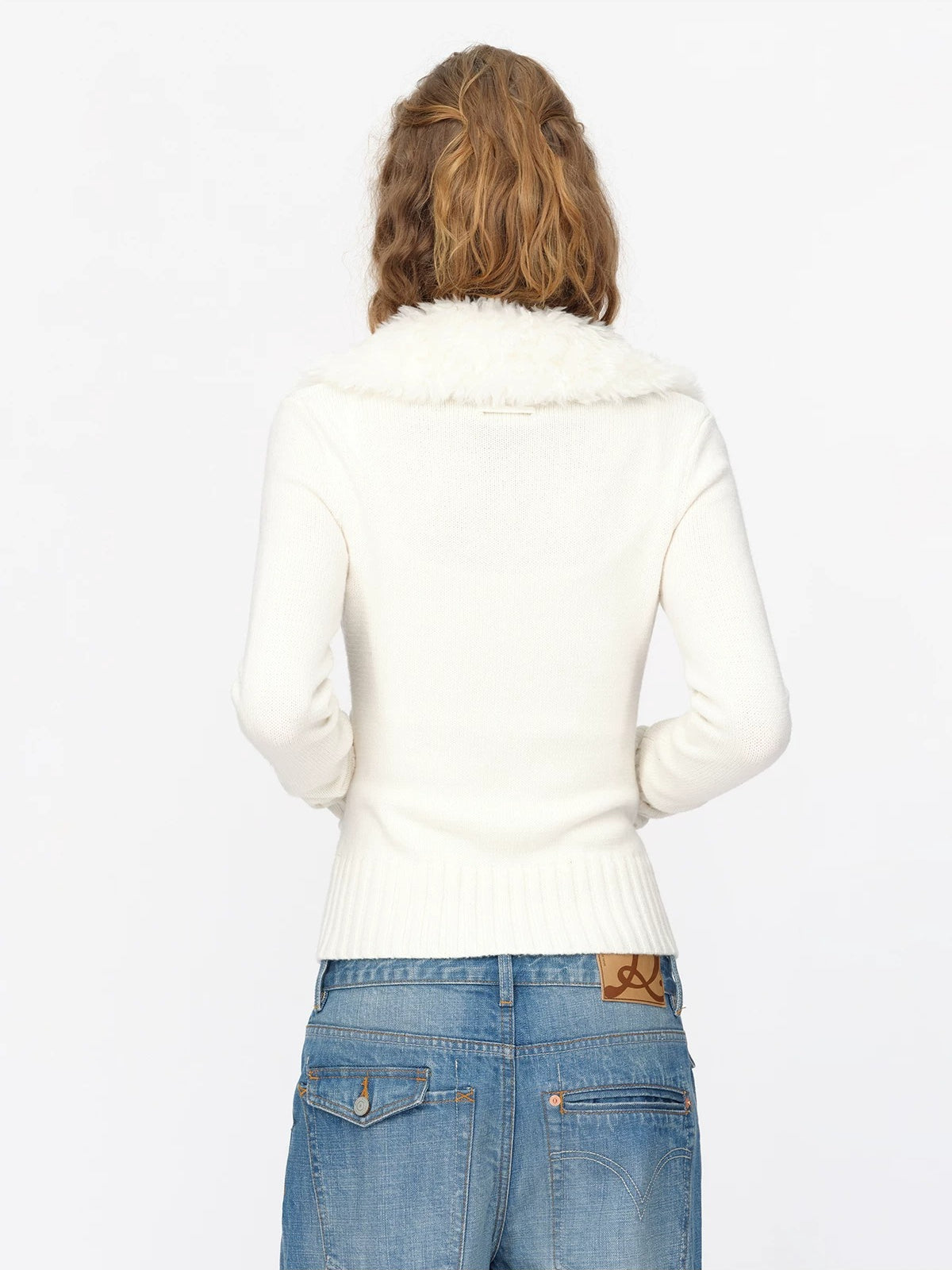 Vintage Wool Fur Collar Cardigan