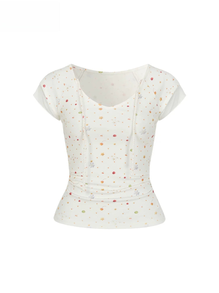 Mesh Panel V-Neck T-shirt
