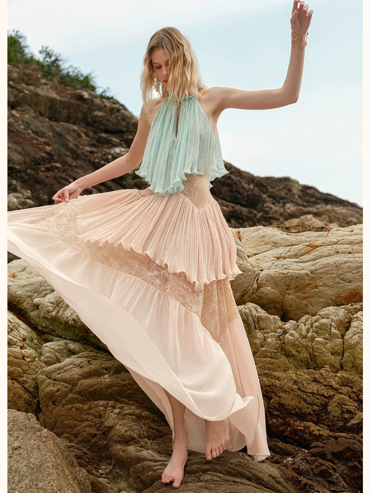 Laguna Lace Halter Maxi Dress