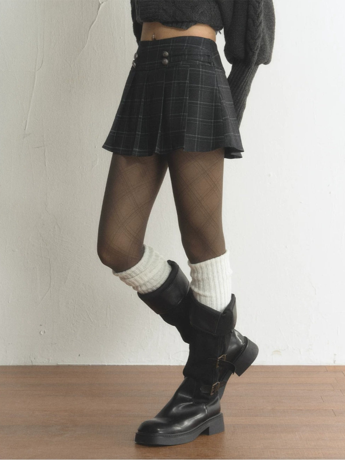 Vintage Plaid Pleated Mini Skirt