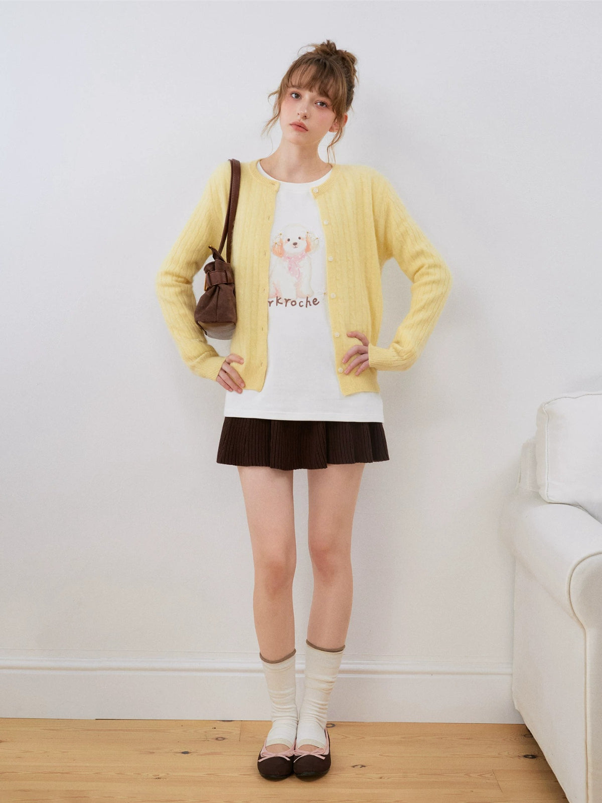 Cable Knit Wool Blend Cardigan