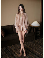 Textured Rope Lantern Sleeve Dress