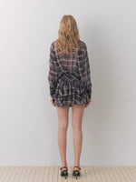Vintage Plaid Chiffon Dress