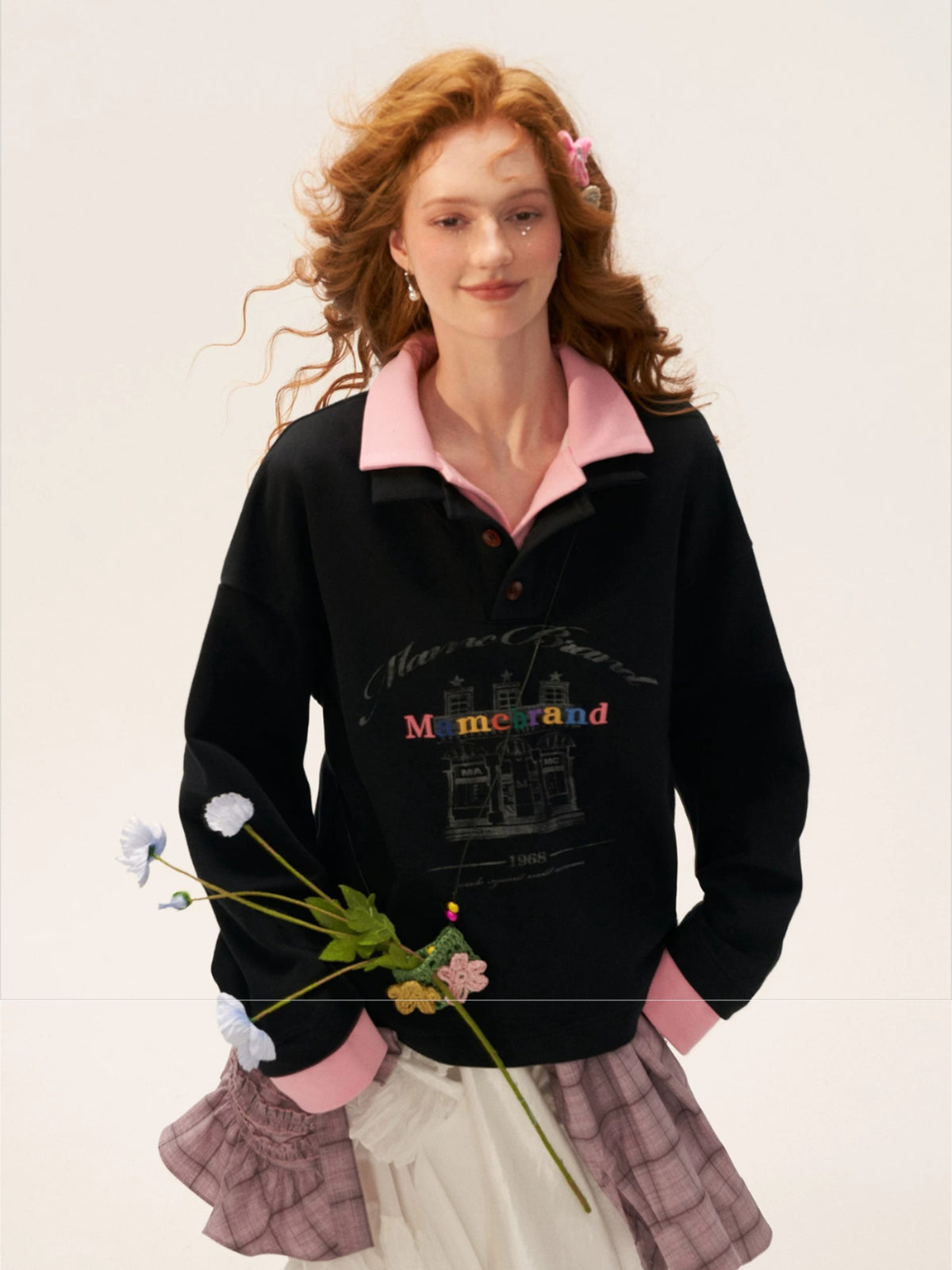 Polo Collar Oversized Sweatshirt