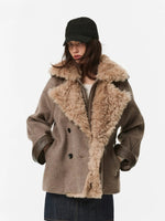 Faux Shearling Collar Wool Coat