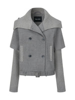 Faux-layered Cape Knit Jacket