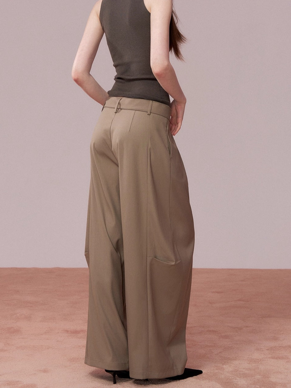 Belted Wide-Leg Tailored Trousers