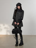 Belted Wool Blend Trench Dress