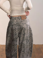 Leopard Print Scythe Wide-Leg Casual Jeans