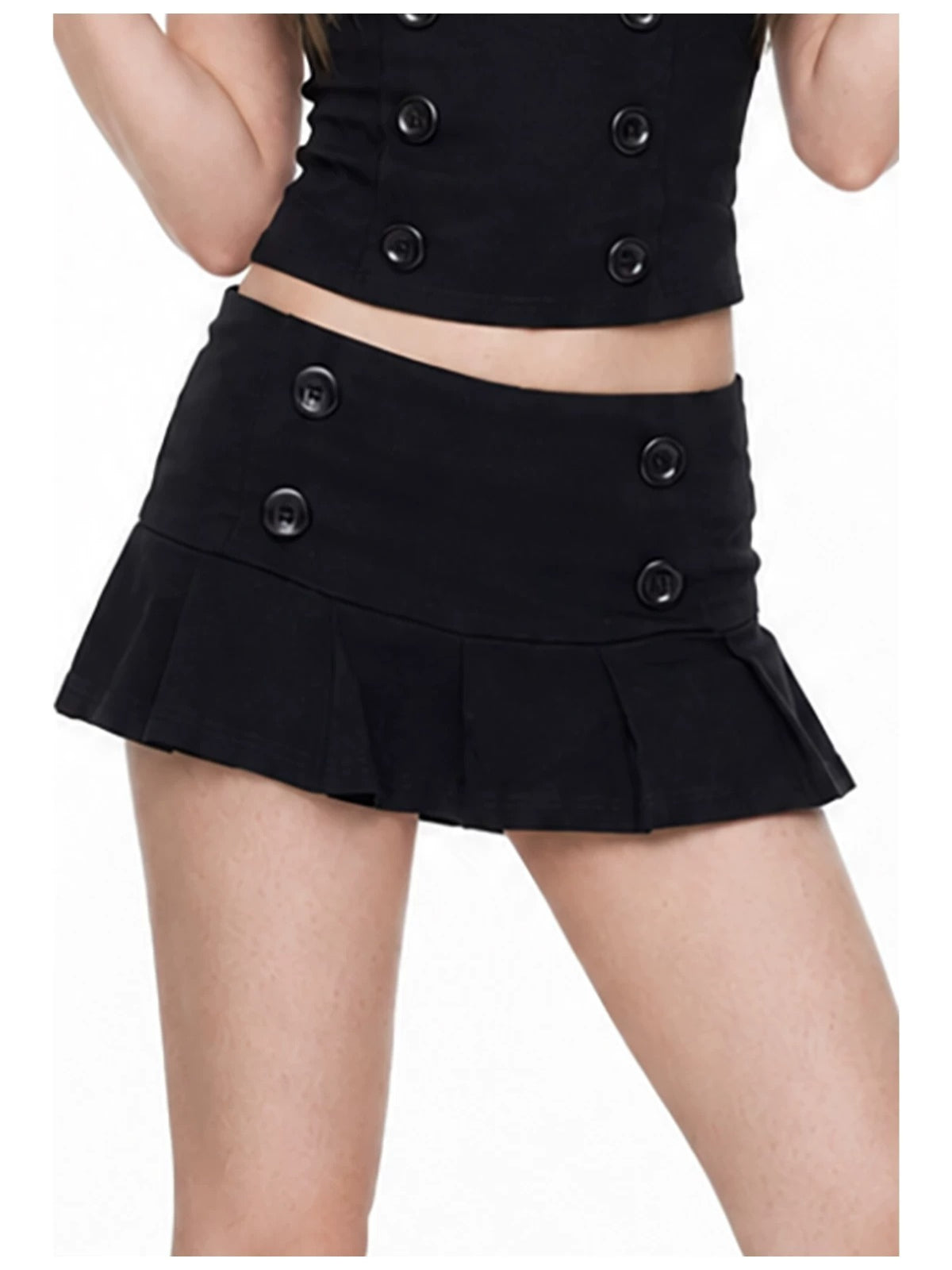 Black Halter Lace Trim Skirt Set