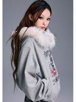Hooded Fur Collar Oversized Jacket