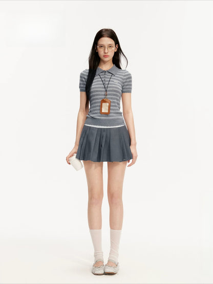 Gray Textured Polo Top