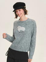 Wool Blend Sheep Embroidered Sweater