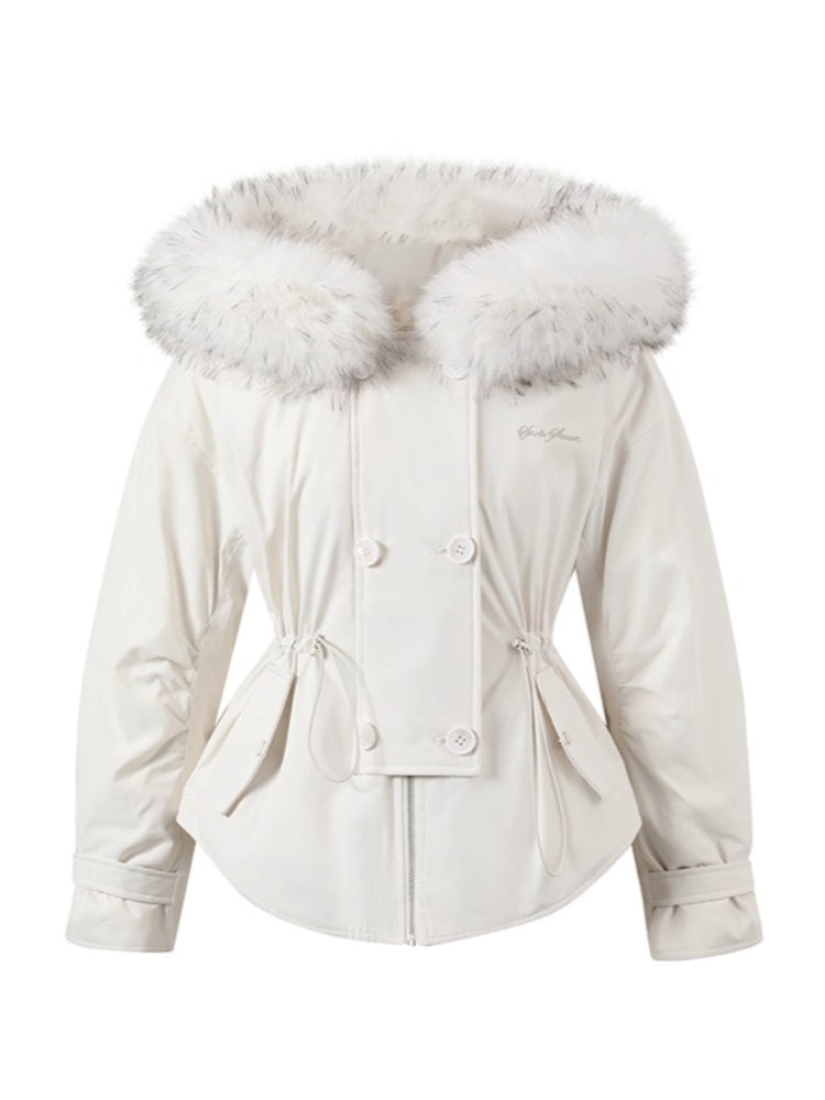 Faux Fur Collar Double-Breasted Down Parka