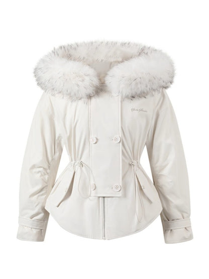 Faux Fur Collar Double-Breasted Down Parka