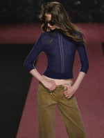 High Neck Knit Seven Sleeve Top