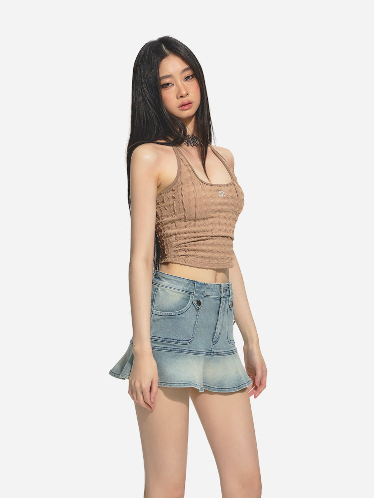 Black &amp; Blue Low-Waist Denim Mini Skirt