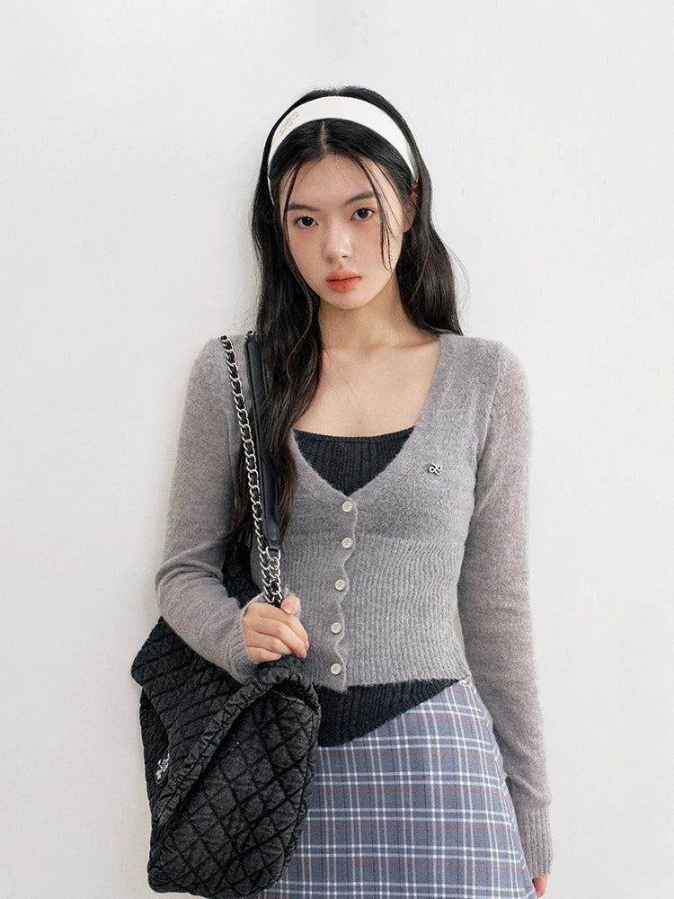 Contrast V-Neck Knit Sweater