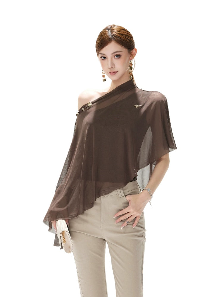 Crystal Mesh Cape Top