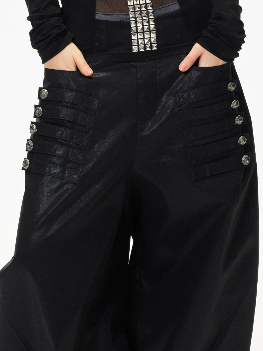 Button Wide Leg Pants