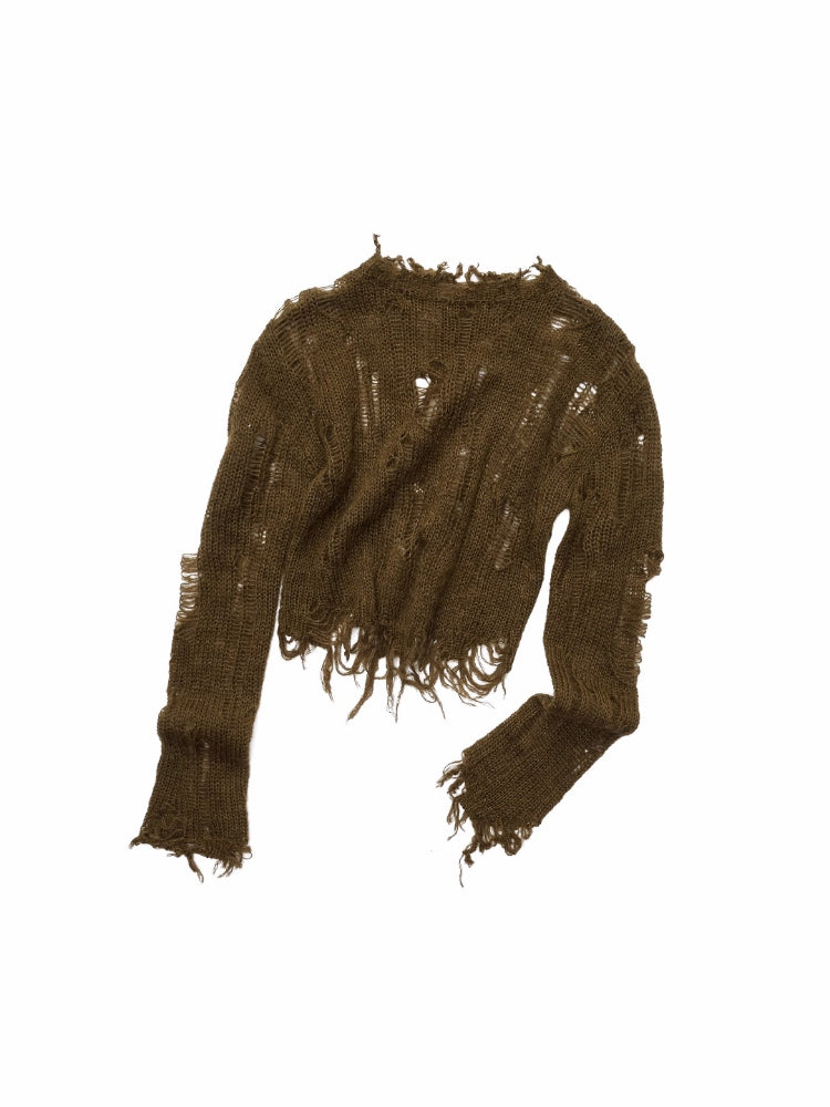 Mohair Distressed Cutout Sweater