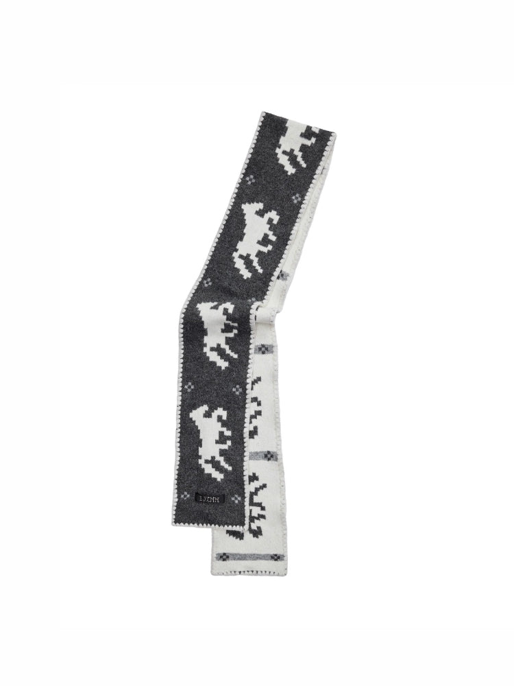 Fair Isle Pony Jacquard Knit Scarf