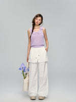 Hollow-Out Fauk Two Piece High-Waist Pants