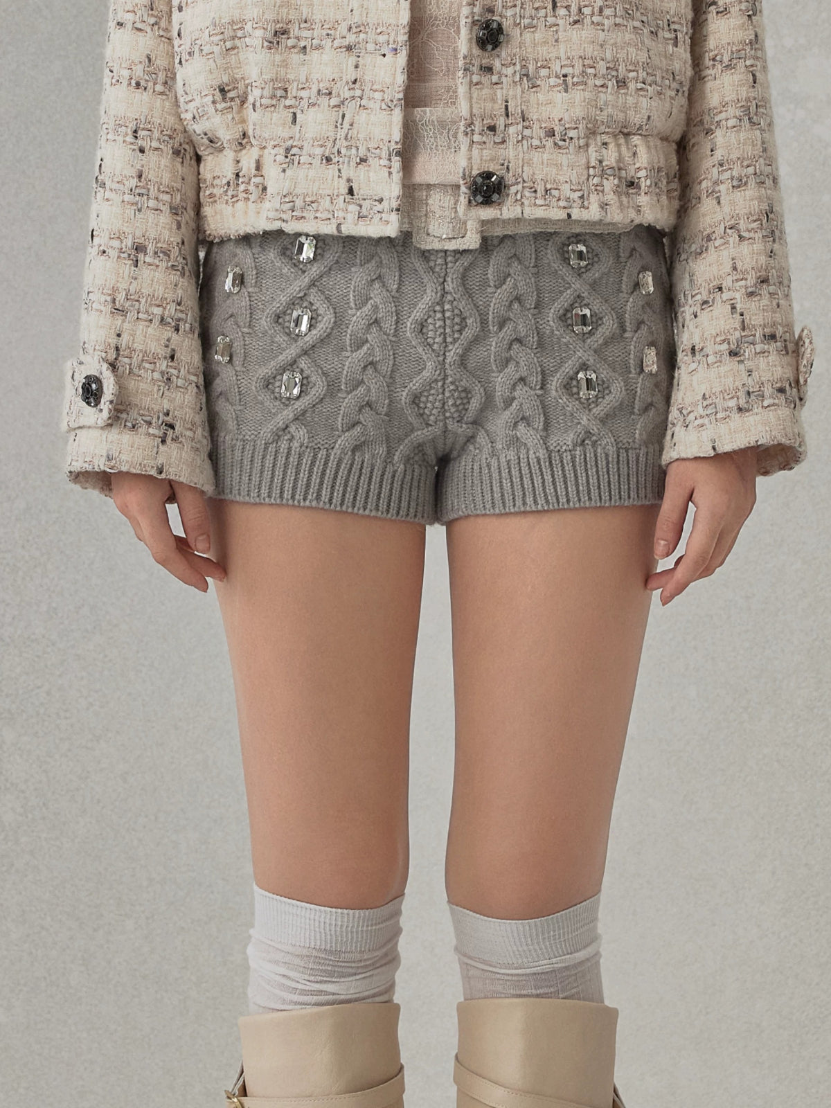 Embellished Knit Shorts