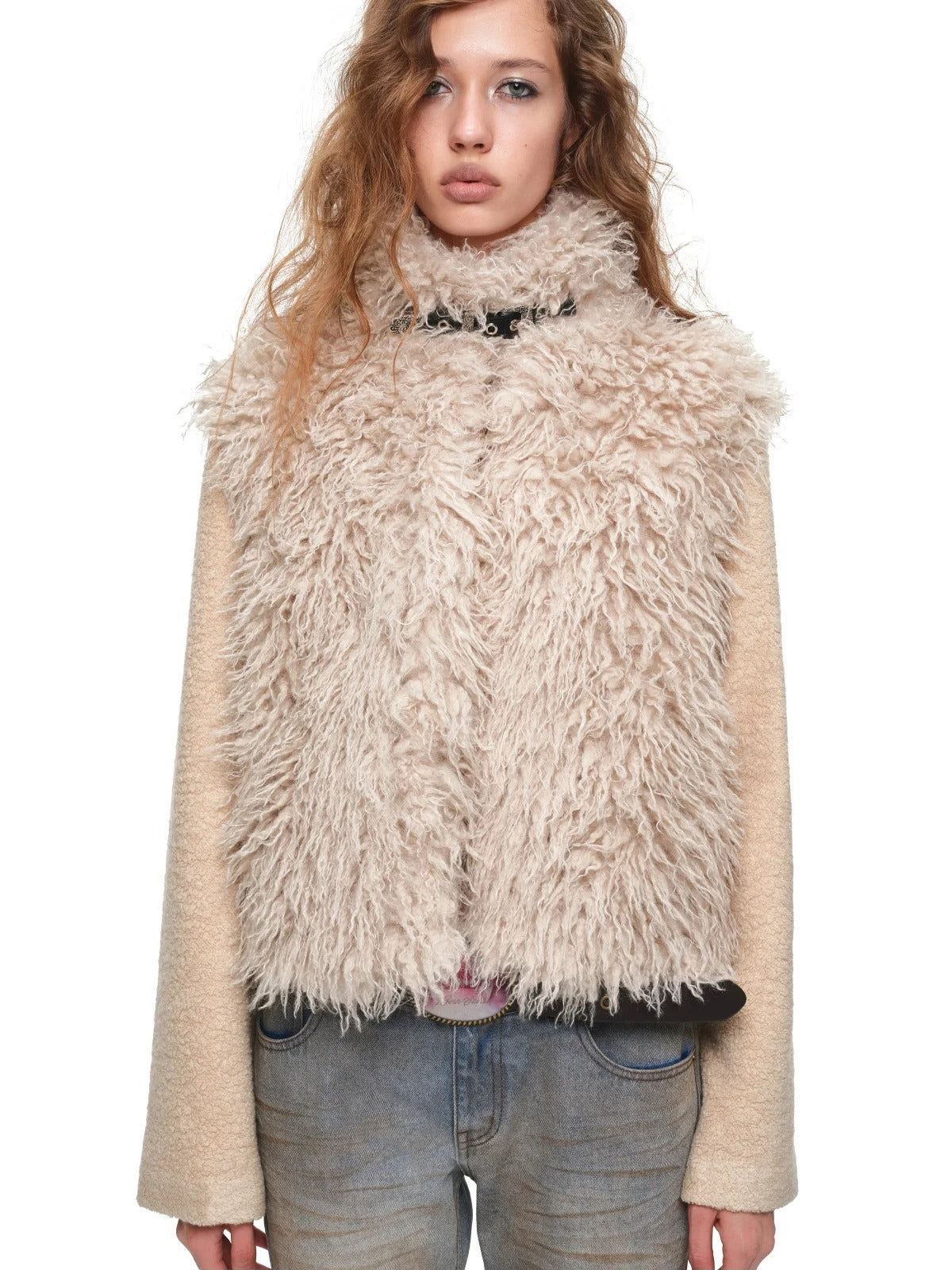 Vintage Faux Fur Panelled Wool-Blend Jacket