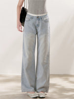 Polka-Dot Double-Wais Wide Leg Jeans