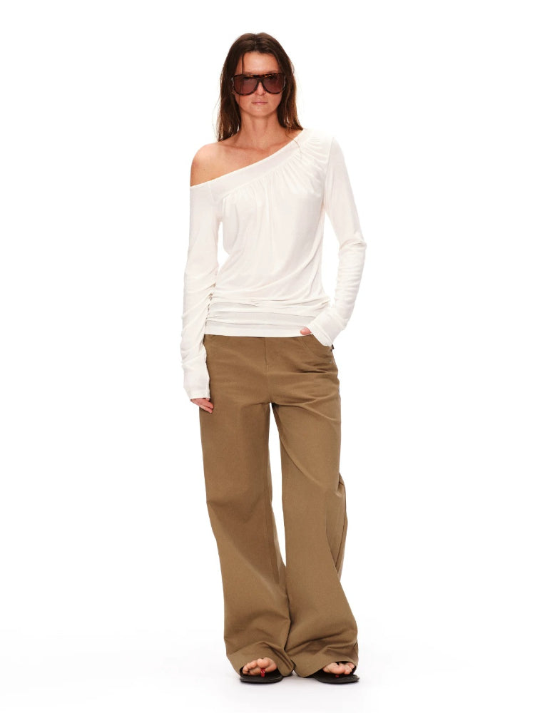 Asymmetrical Draped Lyocell Tee