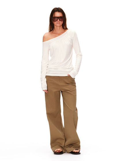 Asymmetrical Draped Lyocell Tee