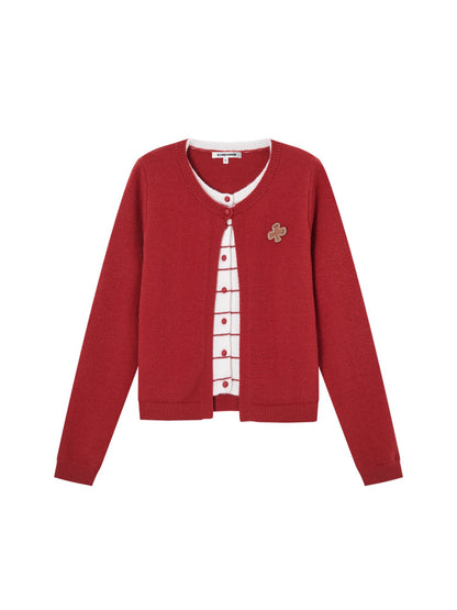 Fuzzy Stripe Layered Cardigan