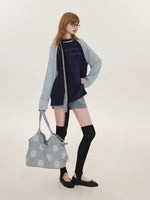 Polka Dot Drawstring Shoulder Tote