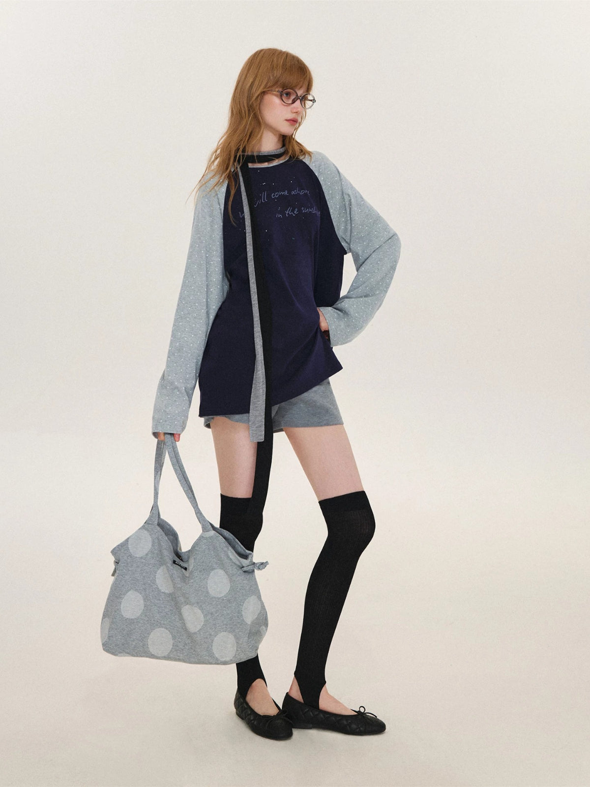 Polka Dot Drawstring Shoulder Tote