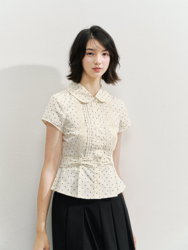 Waist Cinching Bow-Designed Shirt