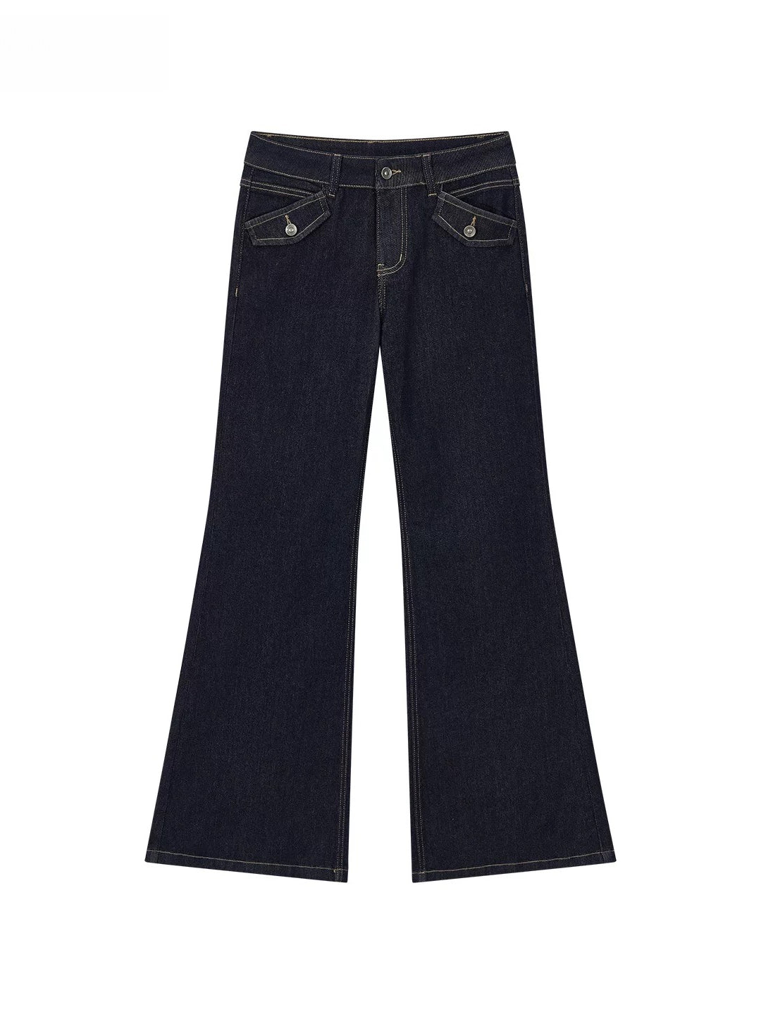 Contrast Stitch Flared Jeans