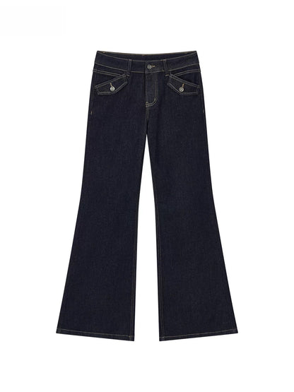 Contrast Stitch Flared Jeans