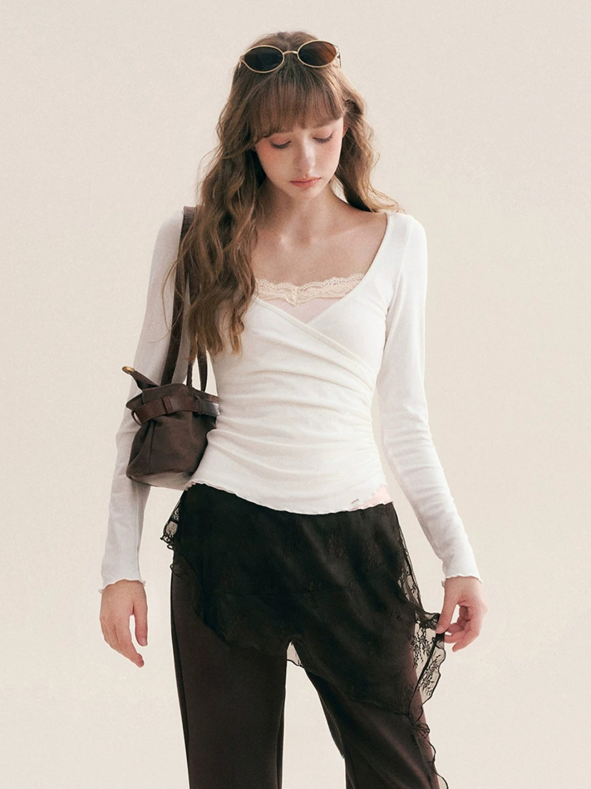Lace Layered V Neck Top