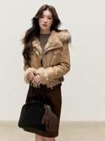 Embroidered Faux Suede Hooded Jacket