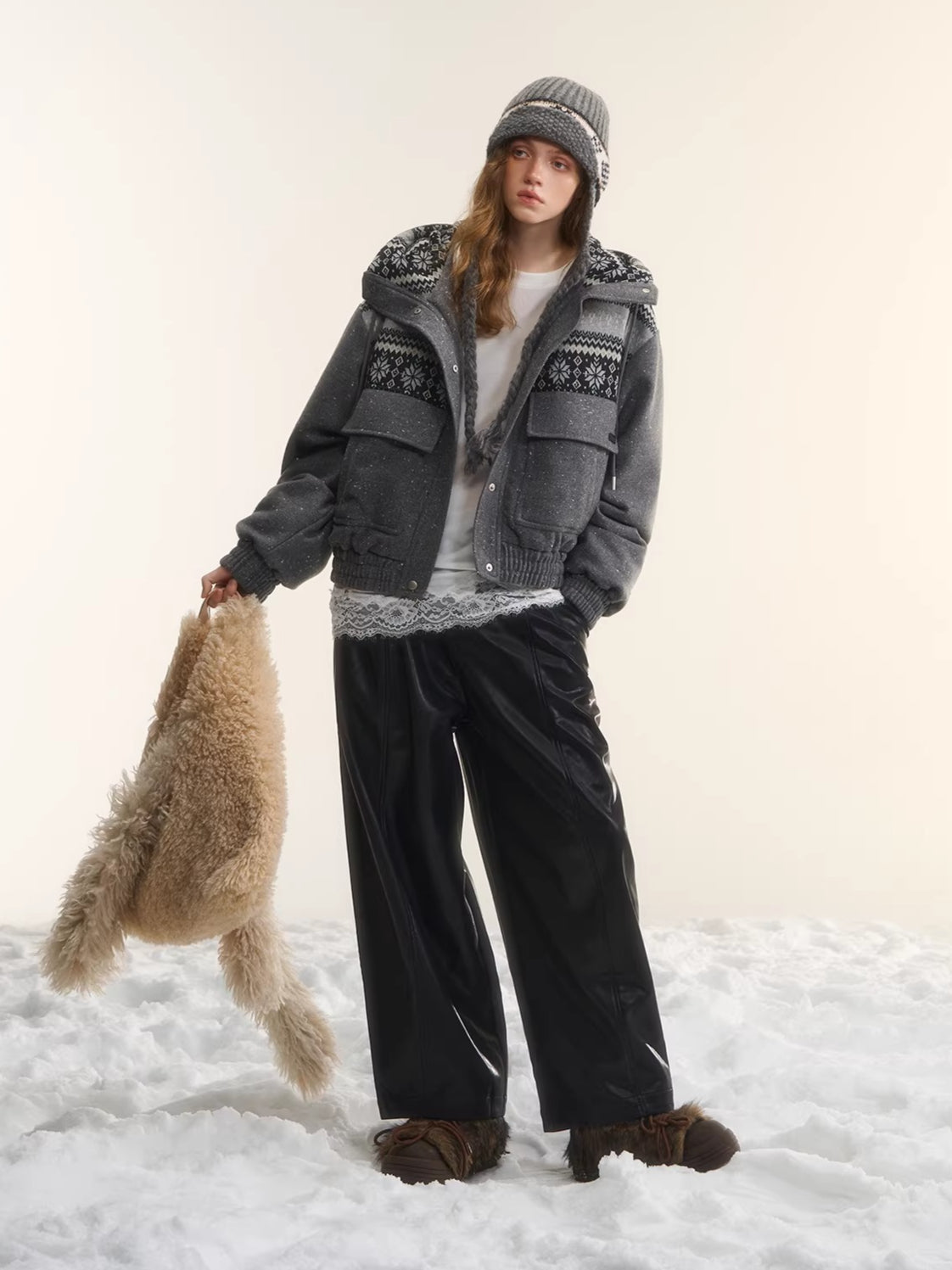 Fair Isle Hooded Down Jacket