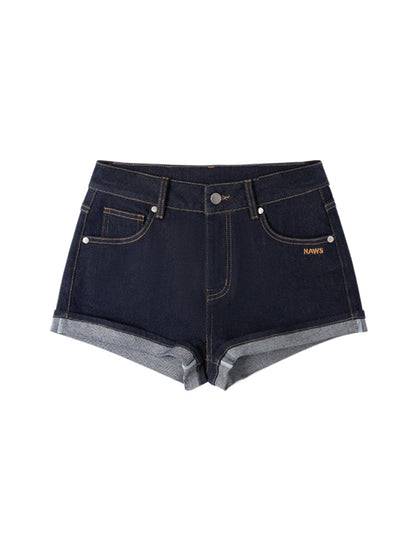 Low Waist Stretch Denim Shorts