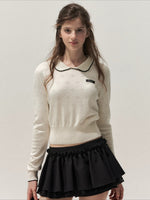 Floral Openwork Peter Pan Sweater