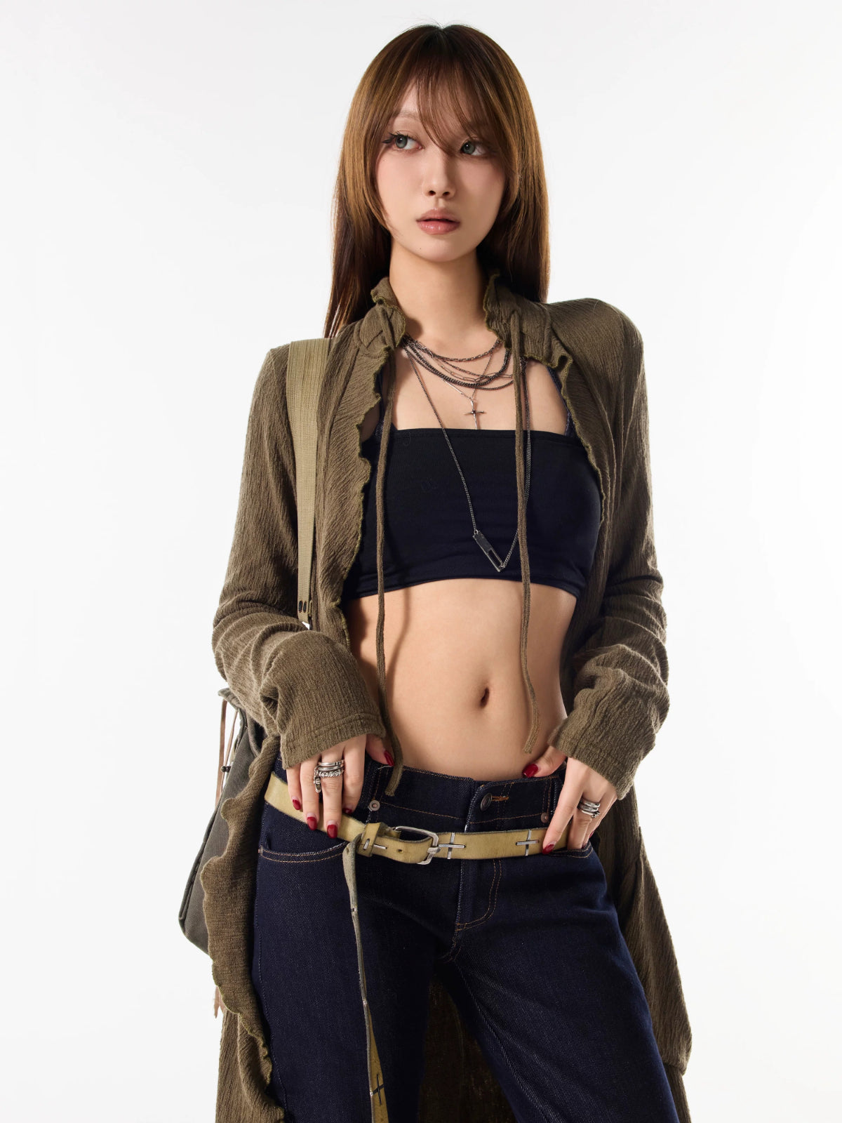 Drawstring Knit Cardigan