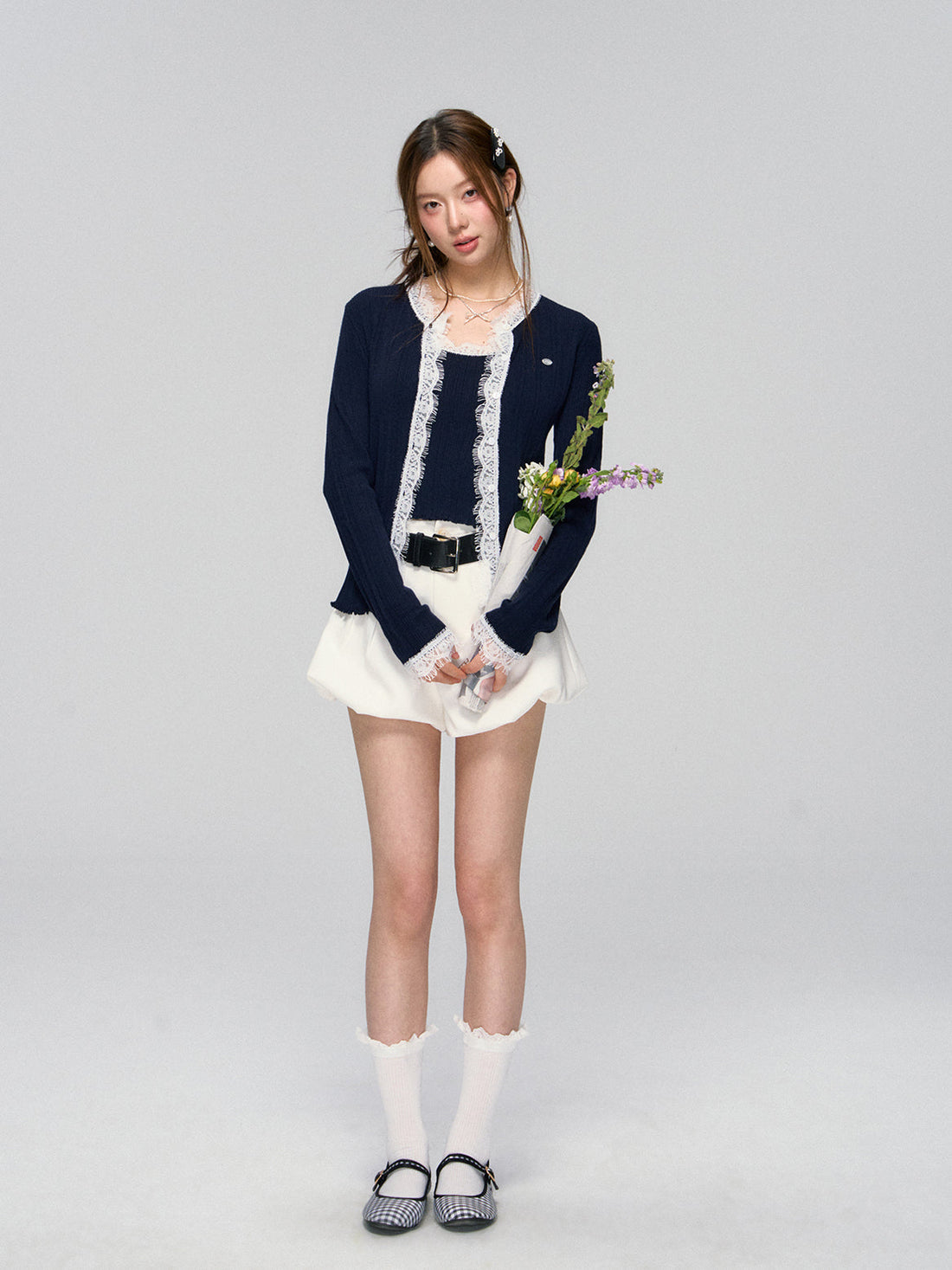 Lace Knit Cardigan Set