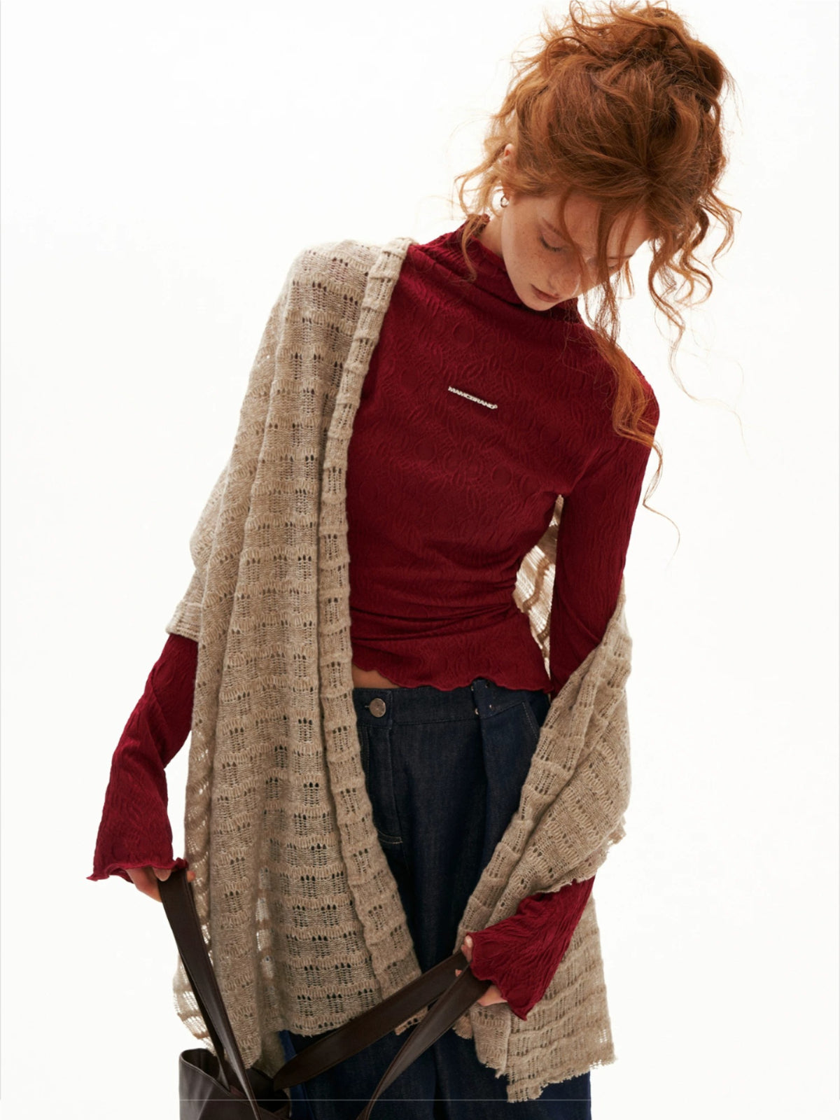 Textured Wave Knit Scarf