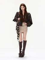 Plum Ruched Satin PU Jacket